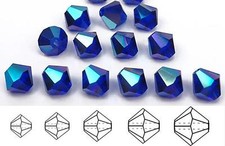 Czech Bicone Crystal Beads Cobalt AB navy blue AB 3mm 4mm 6mm Rondelle Diamond