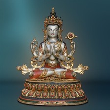 Buddha Chenrezig Statue Gold Grosse Avalokiteshvara 68cm "Beste Qualität" Nepal