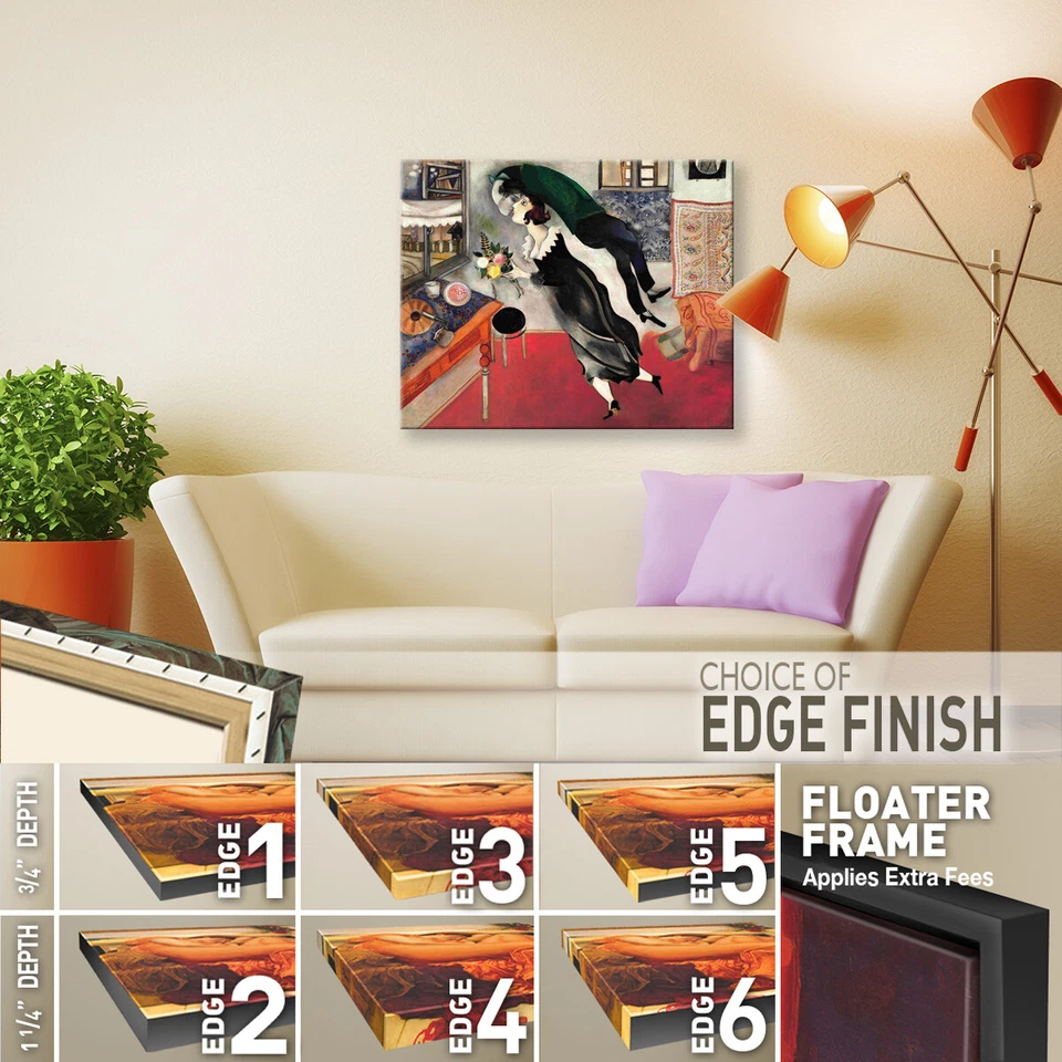 CUMPLEAÑOS 30W"X24H" por MARC CHAGALL - NUBE NUEVE FLORES DE AMOR OPCIONES DE LIENZO Foto 2 de 4