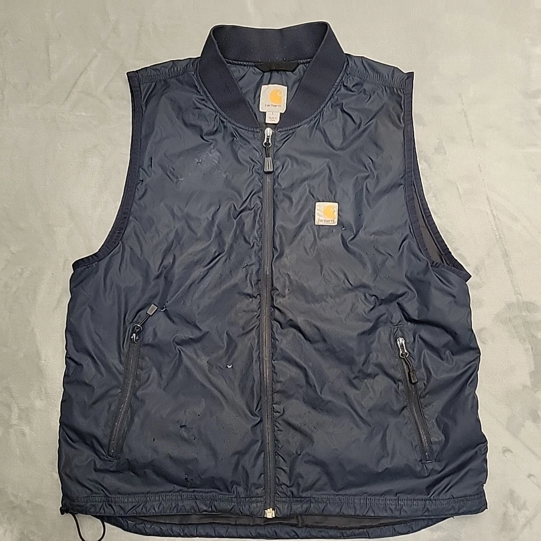 Carhartt 103375 Vest Mens Large Navy Blue Puffer Insulated Shop Workwear Gilliam