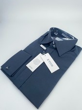 Eton Dress Shirt Mens M 15 1/2 - 39 Black Fine Twill Stretch Contemporary Fit