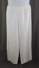 Eileen Fisher Women's White 100 Organic Linen Elastic Waist Pants Size Large