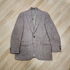 VINTAGE 80's HARRIS TWEED MENS 2 BUTTON WOOL SPORT COAT BLAZER BROWN SZ 40