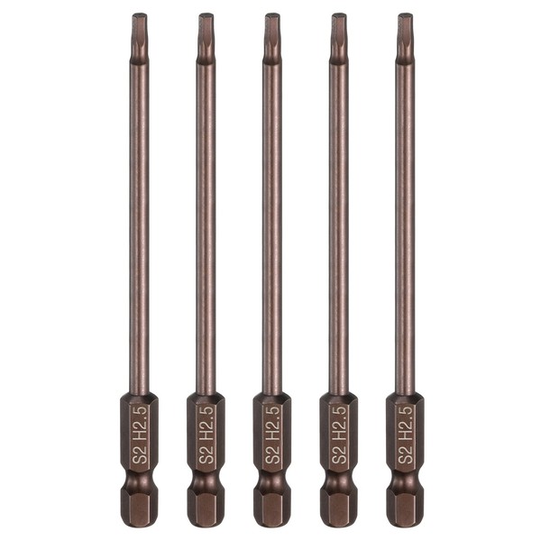 "5 StüCk Flache Sechskant-Bits H2.5 Magnetspitze 1/4\" Schaft 10 Cm FüR"-image