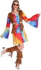 Groovy Hippie Adult Costume 60 s 70 s Size Small TIE DYE Halloween / Cosplay NEW
