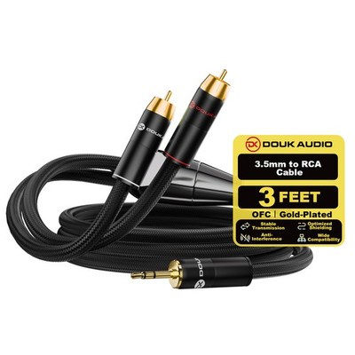 Douk Audio HiFi Stereo OFC 3.5mm to RCA Cable RCA Male to AUX Cable Gold-Plated