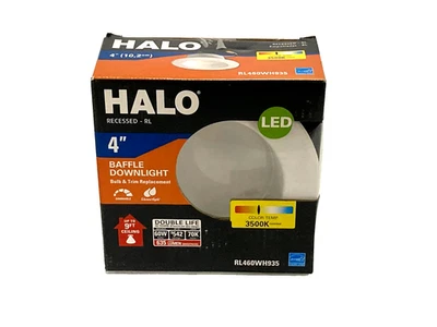 Halo Recessed RL460WH935 4" LED Retrofit Baffle Trim 3500K 635 Lumens White - Image 1 of 3