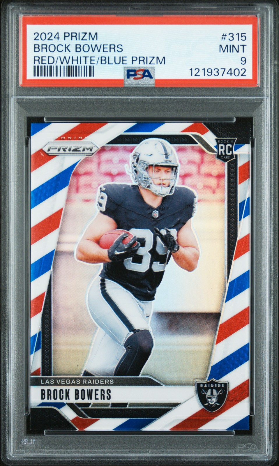 2024 PANINI PRIZM RED/WHITE/BLUE PRIZM #315 BROCK BOWERS PSA 9