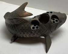 Vintage Brass Copper?  Koi Fish Flower Frog Tina products