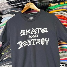 Thrasher skate and destroy skateboarding t shirt blk s