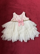Couture Princess Mega Süßes Festliches Babykleid Rosa Tüll Perlen Strass Gr. 6M