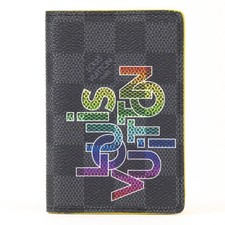 Louis Vuitton LV Pocket Organizer N60299 Graphite Link Jaune Yellow Card Case