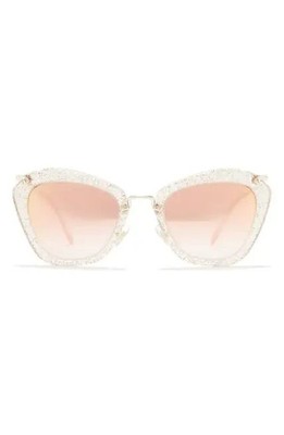 NEW Miu Miu 55mm Sunglasses, GLITTER GOLD MIRROR PINK... CASE and CLOTH included