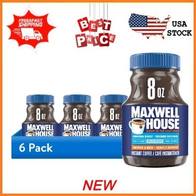 NEW 6 pack) Maxwell House Original Roast Instant Coffee, 8 oz Jar FREESHIPPING
