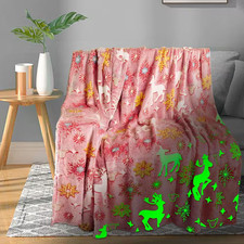 40 In. X 60 In. Deer Color Twin Polyester Quilted Modern Deer Christmas Throw Bl