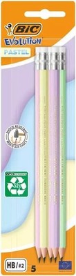 3086123747715 Ołówek z gumką Evolution Pastel 5szt BIC