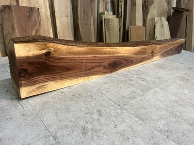 Figured Walnut Mantel/Fireplace Mantel Shelf/Solid Wood/Live Edge Walnut Shelf
