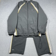 VTG Nike gray tag tracksuit set men's extra large gray yellow woven striped Y2K
