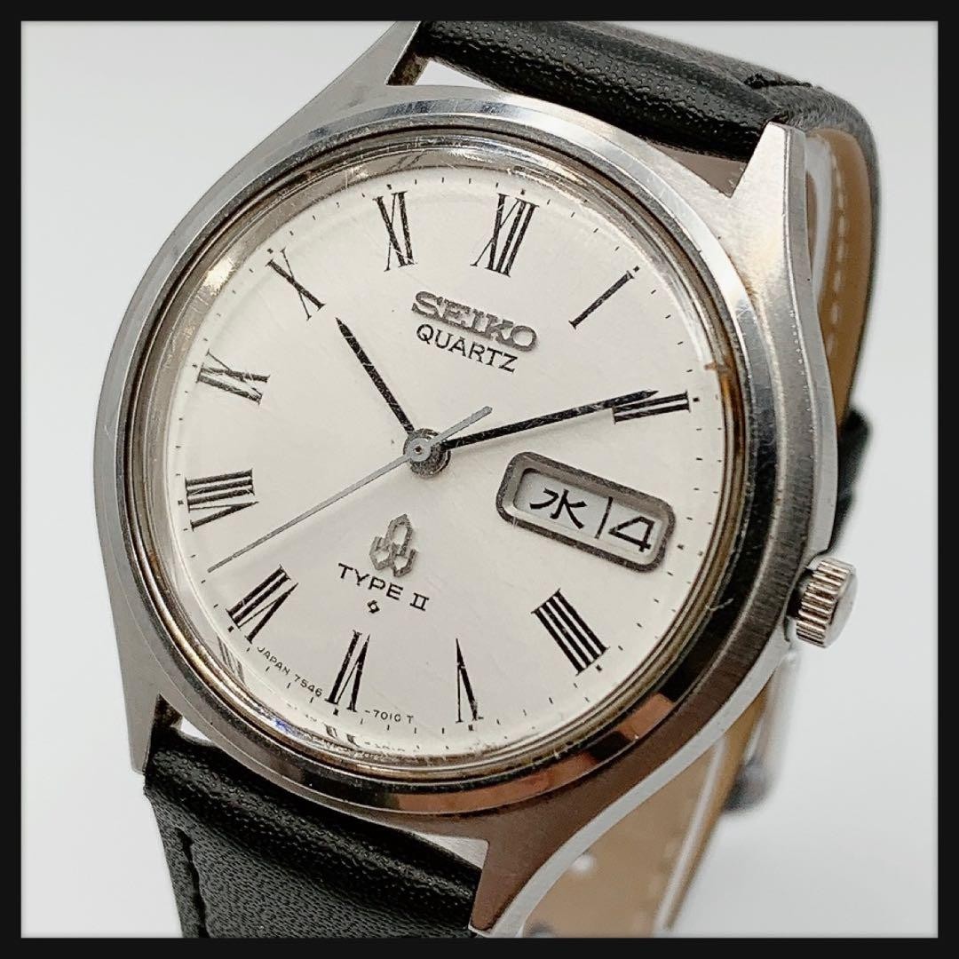 Dial Mens Authentic Quartz Seiko Timepiece Silver TYPE Watch Vintage II - vintagewatches.pk