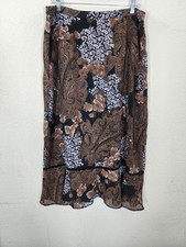 Sag Harbor Womens Skirt Size 16 Brown Floral Paisley Boho Y2K Sheer Overlay