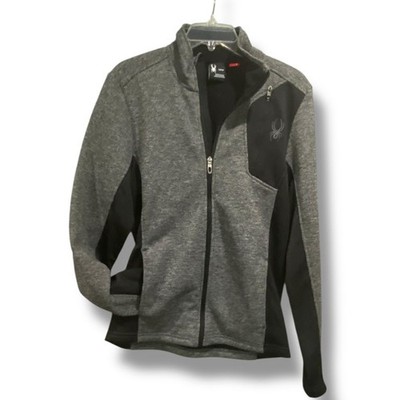 Size Small Spyder Mens New Polar Marbled Full Zip Jacket Gray Black