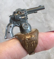 Vtg 1947 Lone Ranger Six Shooter Toy Pistol Gun Ring Premium Kids Kix Cereal