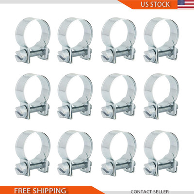 12pcs 14-16mm Zinc Plated Steel Adjustable Mini Fuel Injection Hose Clamps