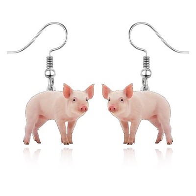 Funny Animal Earring for Women Cute Acrylic Bunny Cow Chicken Pig Squirrel  - 01