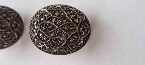 Sterling Silver Earrings Marcasire French Clip On Style Marked By Maker G S - Picture 8 of 16