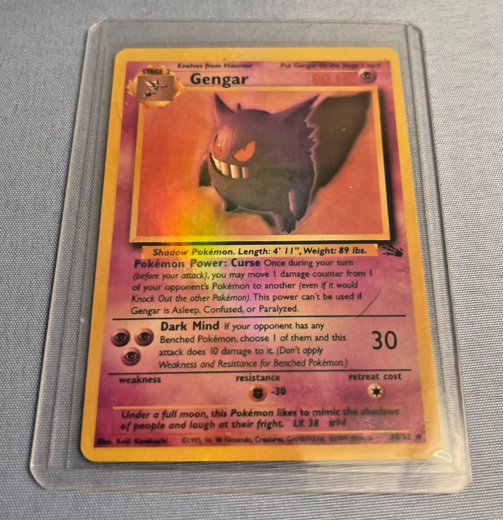 Gengar Pokemon Card 1999 80 HP Stage 2 Dark Mind 30 20/62 PREOWNED WITH CASE