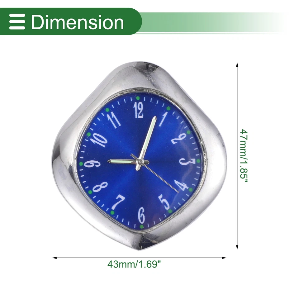 Orologio auto argento, analogico blu, 1,85"x1,69"x0,39", 1 Set - Immagine 3 di 4