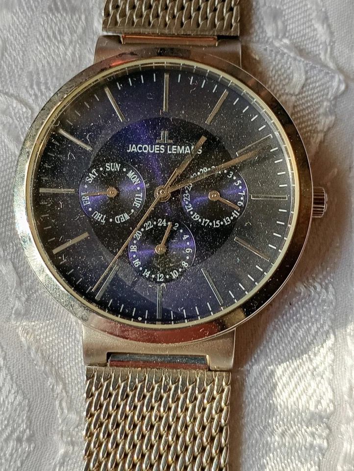 Jacques Lemans Herren Armbanduhr * 1-1950D Lederband 5ATM Ungetragen Neu - Bild 2 von 3