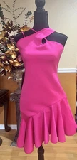 NWT Bebe Asymmetrical  Scuba Ruffle Dress, Size Small, MSRP $149