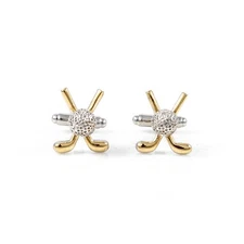 Golf Ball and Clubs Pair Cufflinks in a Presentation Gift Box & Polishing Cloth