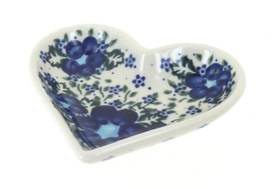 Blue Rose Polish Pottery Melanie Heart Dish
