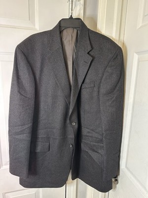 48L Oscar de la Renta Blazer Men Sport Coat Suit Jacket Wool Cashmere Black Gray