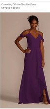 David  s Bridal Db Studio Style F20010 Cascading Off The Shoulder Plum Dress