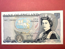 Bank of England 1971 Page type 332 £5 banknote, serial No. E67  196066. Near UNC