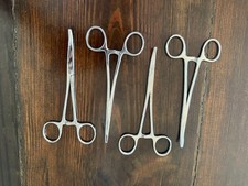 4pc MABIS Precision Kelly Forceps Locking Tweezers Clamp, Curved, 5-1/2 Inch