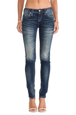 ROCK REVIVAL Women's Stephan Skinny Womens 26x31 Distressed Blue Jeans #RP9136S2