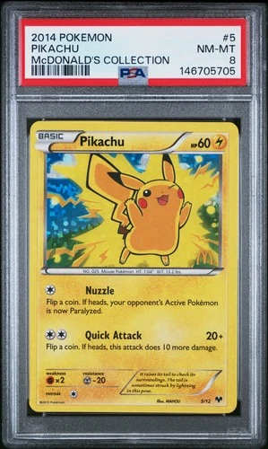 2014 POKEMON MCDONALD'S COLLECTION #5 PIKACHU PSA 8