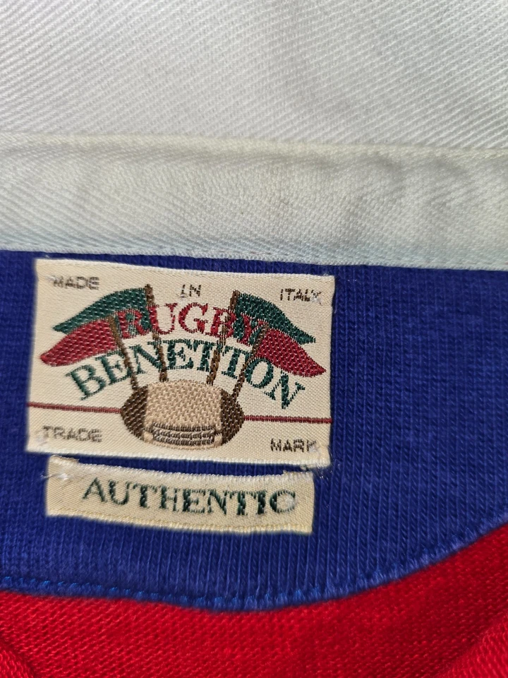 Camisa a Rayas Benetton Rugby Club 1965 Años 80 - Hecha en Italia, Talla 48 De Colección Foto 3 de 4