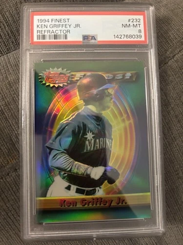 RARE 1994 KEN GRIFFEY JR FINEST REFRACTOR #232 PSA 8 MARINERS HOF