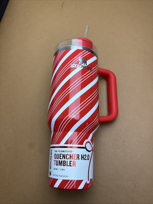 #ad Stanley 40oz Stainless Steel H2.0 FlowState Quencher Tumbler Candy Cane Twist $64.99