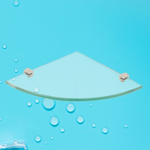 2 Pcs Glass Corner Shelves Makeup Wall Shelf Shower Organizer Bathroom