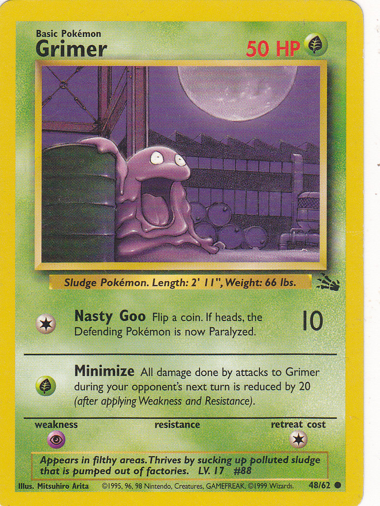 1995 grimer pokemon card value 2000 Pokmon Team Rocket 1st Edition 57/82 CGC 9 Mint Oblivion Collectibles 1st Edition #48/62 Grimer 1997 Pokemon Japanese Fossil 88