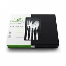 Cleanerware - GERM-FREE 18/10 Stainless Steel 24 Piece Flatware Set, Elvira