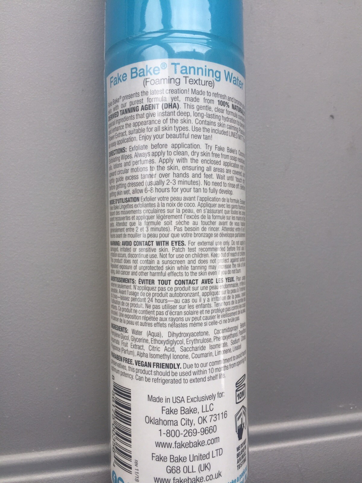 Fake Bake Tanning Water Foam 6.7oz Professional Mitt Included *New