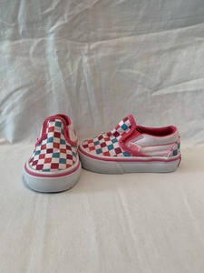 pink and blue checkerboard vans