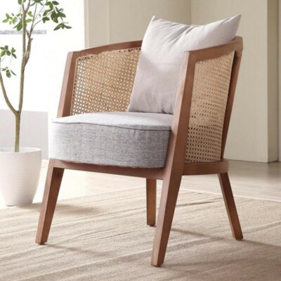 Minimalist Nordish Danish Rattan Lounge Accent ArmChair